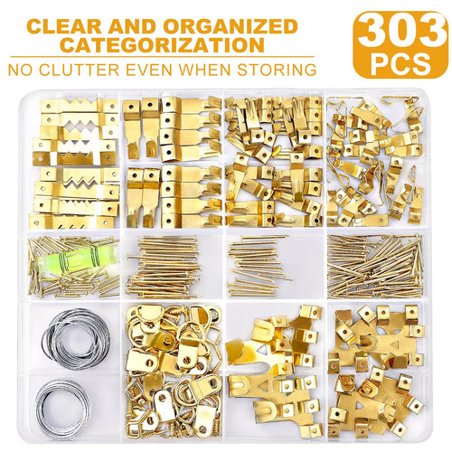 Heavy-Duty Sawtooth Picture Hangers Set - 303Pcs