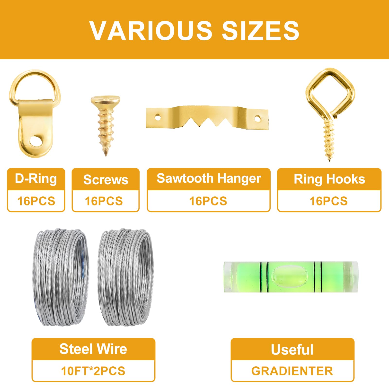 Heavy-Duty Sawtooth Picture Hangers Set - 303Pcs